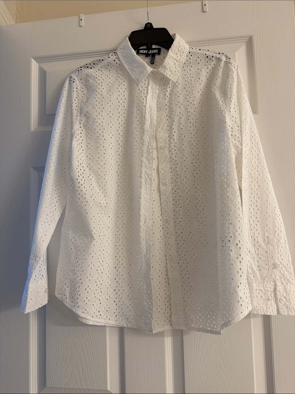 Dkny White Eyelet Button-Down Shirt - Men's Casual